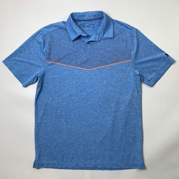 Under Armour Shirt Mens M Medium Water Blue Loose HeatGear CoolSwitch Golf Polo - Picture 2 of 7